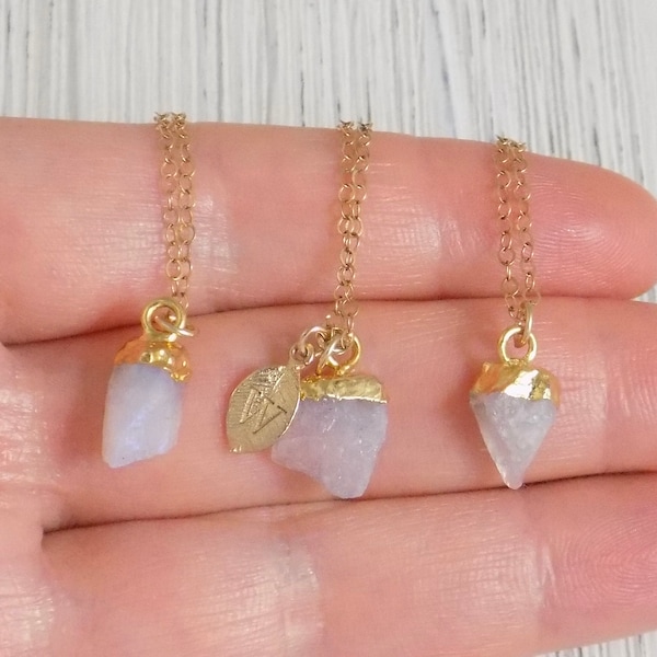 Christmas Gift Women, Raw Moonstone Necklace Gold, Personalized Moonstone Pendant, June Birthstone Jewelry, M5-306