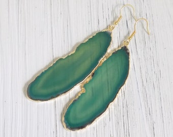 Mothers Day Gift Natural Geode Earring Dangle Gold G11-750