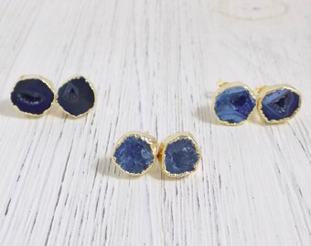 Mothers Day Gift Natural Geode Earring Dangle Gold G11-750