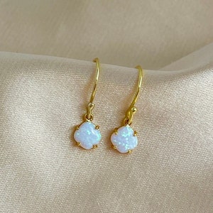 Gifts For Mom, Tiny Opal Earrings, Gold Opal Earring Drop Dangle, Gift For Best Friend, M6-617