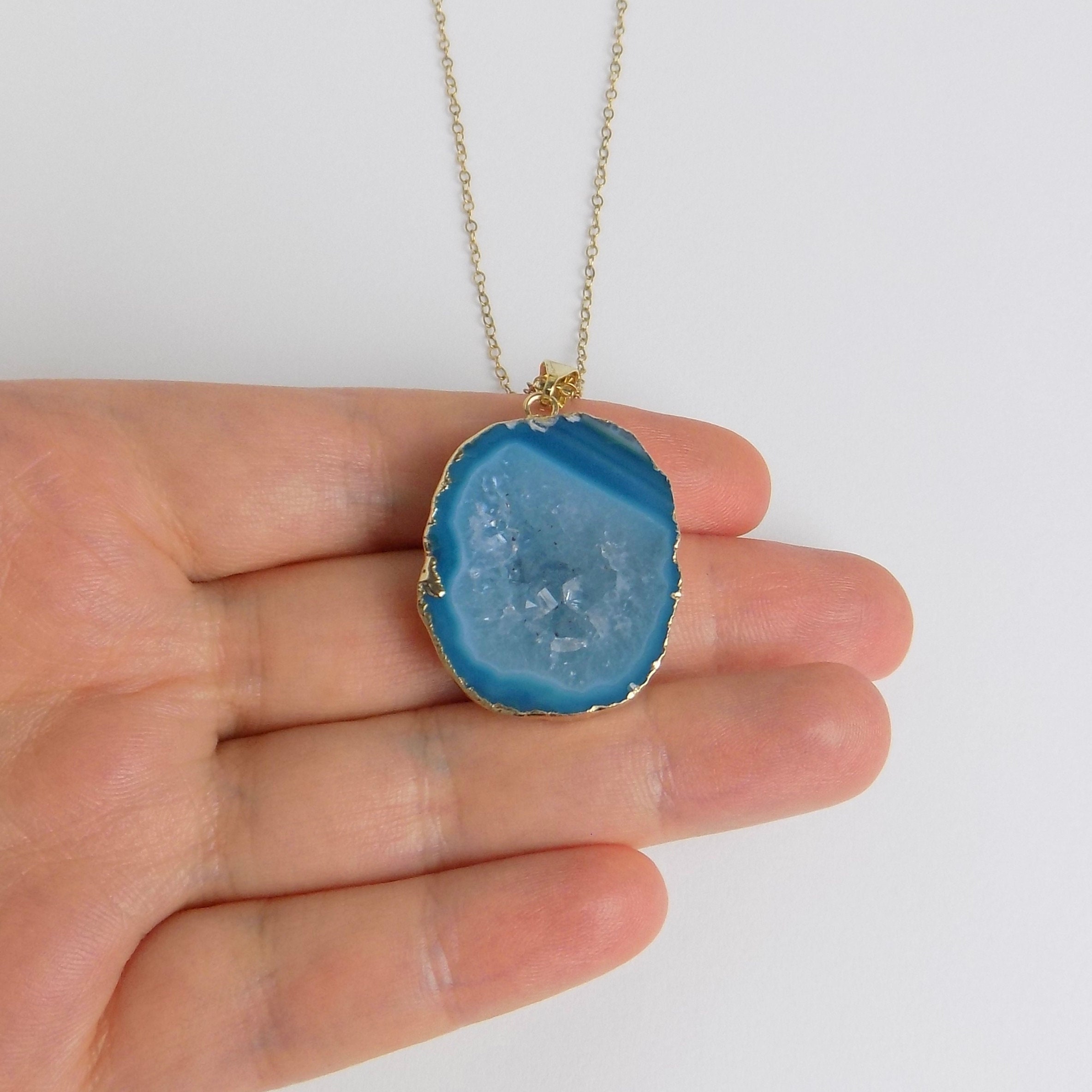 Teal gemstone necklace deals