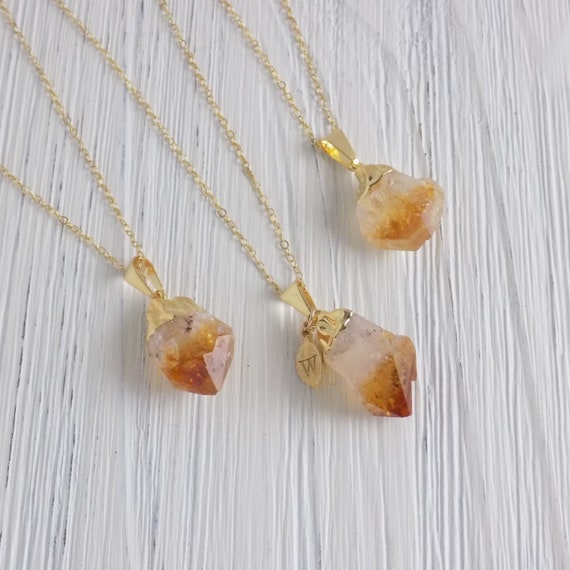 Raw citrine stone clearance necklace