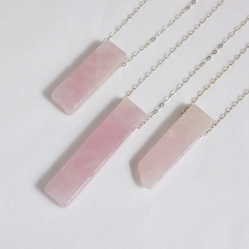 Crystal Point Necklace Wife Gift Women Gold Or Silver Layer Rose Quartz Jewelry K4-02 Rose Quartz Necklace Light Pink Stone Necklace