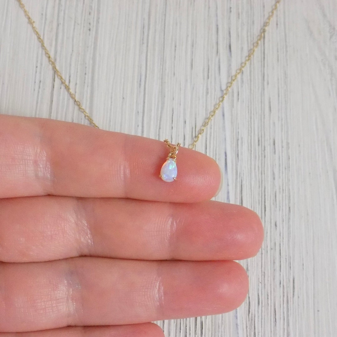 Tiny Opal Necklace Gold Teardrop Opal Necklace Mothers Day Gift L452