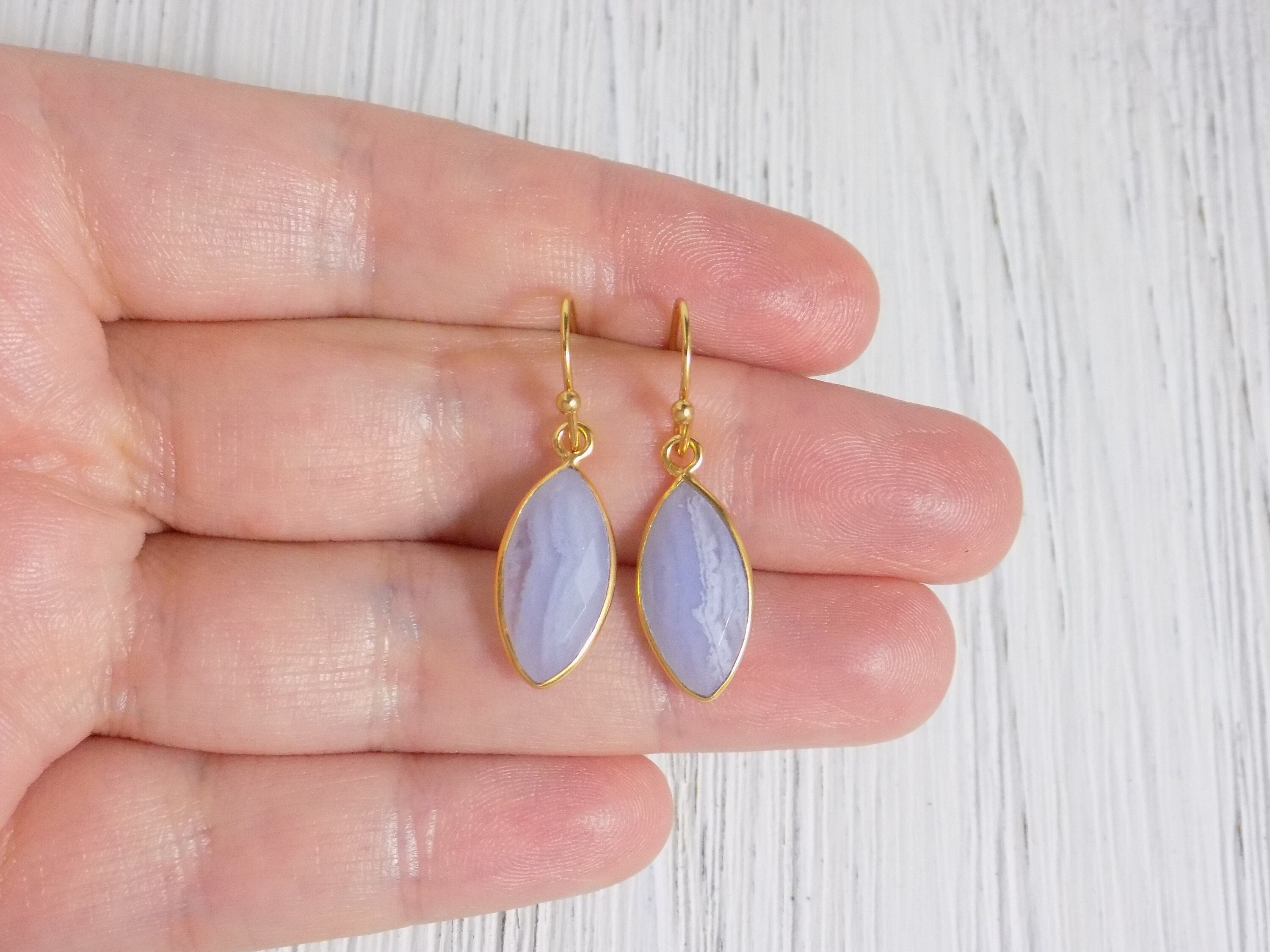 Blue Lace Agate Earrings Small Light Blue Agate Earring Calming