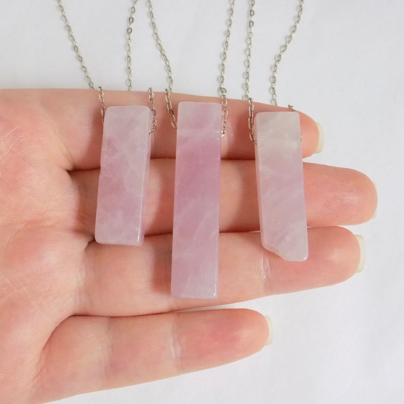 Crystal Point Necklace Wife Gift Women Gold Or Silver Layer Rose Quartz Jewelry K4-02 Rose Quartz Necklace Light Pink Stone Necklace