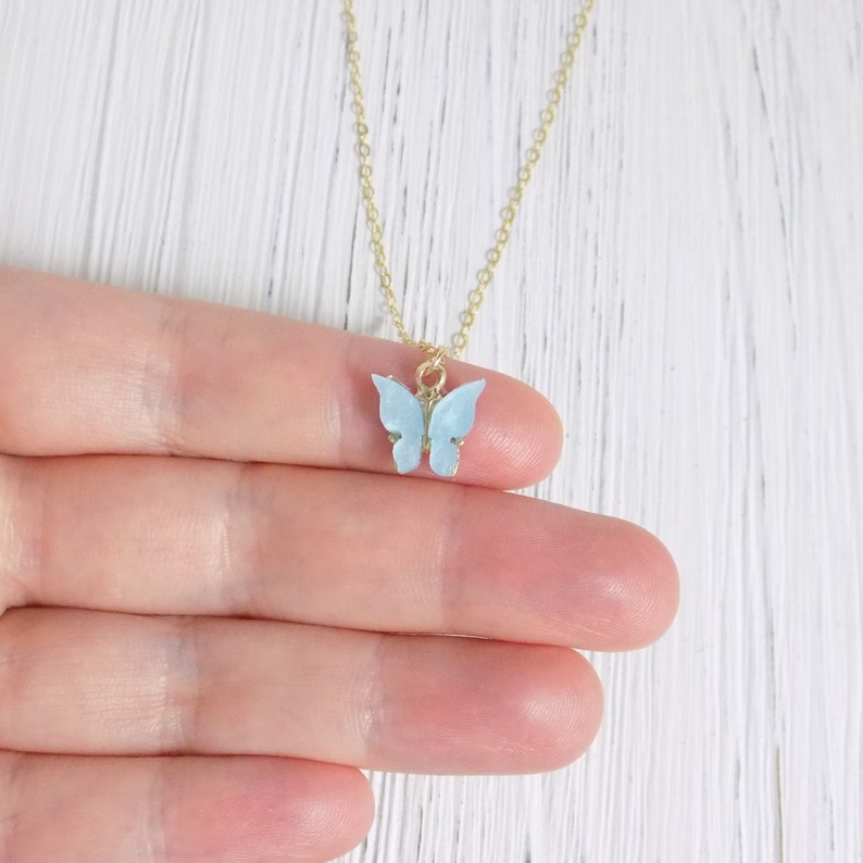 Gold Butterfly Necklace Minimalist Butterfly Charm Necklace Etsy