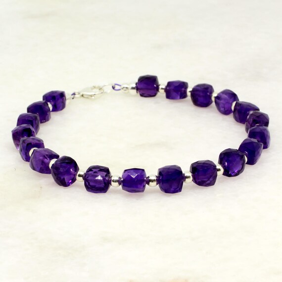 Items similar to Amethyst bracelet;Gemstone bracelet;Amethyst;Purple ...