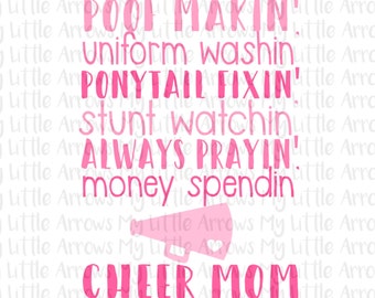 Cheer mom SVG, DXF, EPS, png Files for Cutting Machines Cameo or Cricut // cute girly svg - cheerleading svg - cheer mom svg - cheer mom dxf