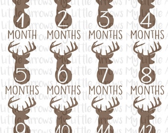 Baby monthly deer stickers SVG, DXF, EPS, png Files for Cutting Machines Cameo or Cricut - newborn svg - birth svg - monthly stickers - deer