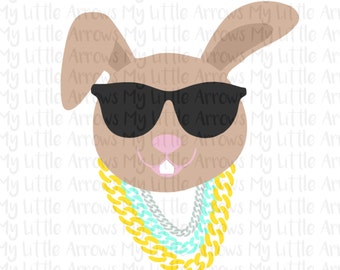 Hip hop bunny sunglasses SVG, DXF, EPS, png Files for Cutting Machines Cameo or Cricut - boy easter svg - boy rabbit svg - bunny svg