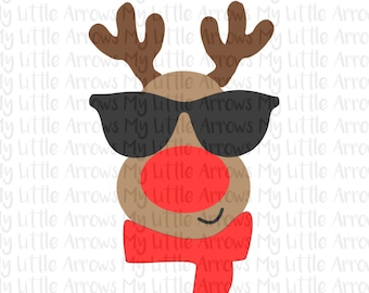 Rentier mit Sonnenbrille SVG, DXF, EPS, png Dateien für Schneidemaschinen Kamee oder Cricut - süße Rentiere - Rentier Junge svg - Weihnachtsjunge