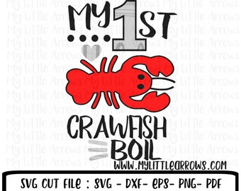 My first crawfish boil svg - crawfish svg - crawfish boil clip art - iron on - SVG, DXF, EPS, png Files for Cutting Machines Cameo Cricut