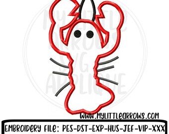 Crawfish applique - cute crawfish embroidery - 4x4 5x7 6x10 crawfish design - embroidery file - crawfish boil applique - mardi gras applique