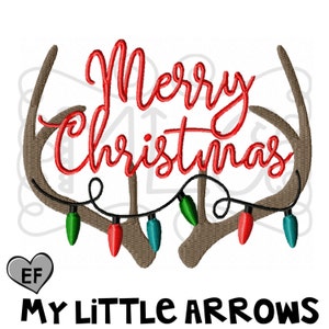 Merry Christmas antlers embroidery 4x4 5x7 6x10 - pes file -cute christmas embroidery - cute christmas antler embroidery file -holiday boy