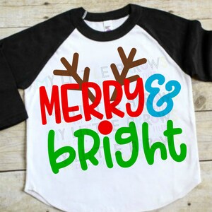 Merry and bright svg | Junge Weihnachten Svg | Junge Weihnachten dxf | Geweih svg | Weihnachts geweih svg | | Junge SVG Dateien | cricut svg