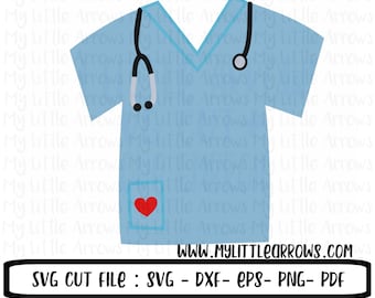 Scrub SVG, Dxf, Eps, png Files for Cutting Machines Cameo or Cricut - nurse gift - nurse svg - rn svg - lvn svg - cute nurse