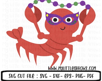 Mardi gras svg - crawfish svg - SVG, DXF, EPS, png Files for Cutting Machines Cameo or Cricut -cute mardi gras clip art - new orleans