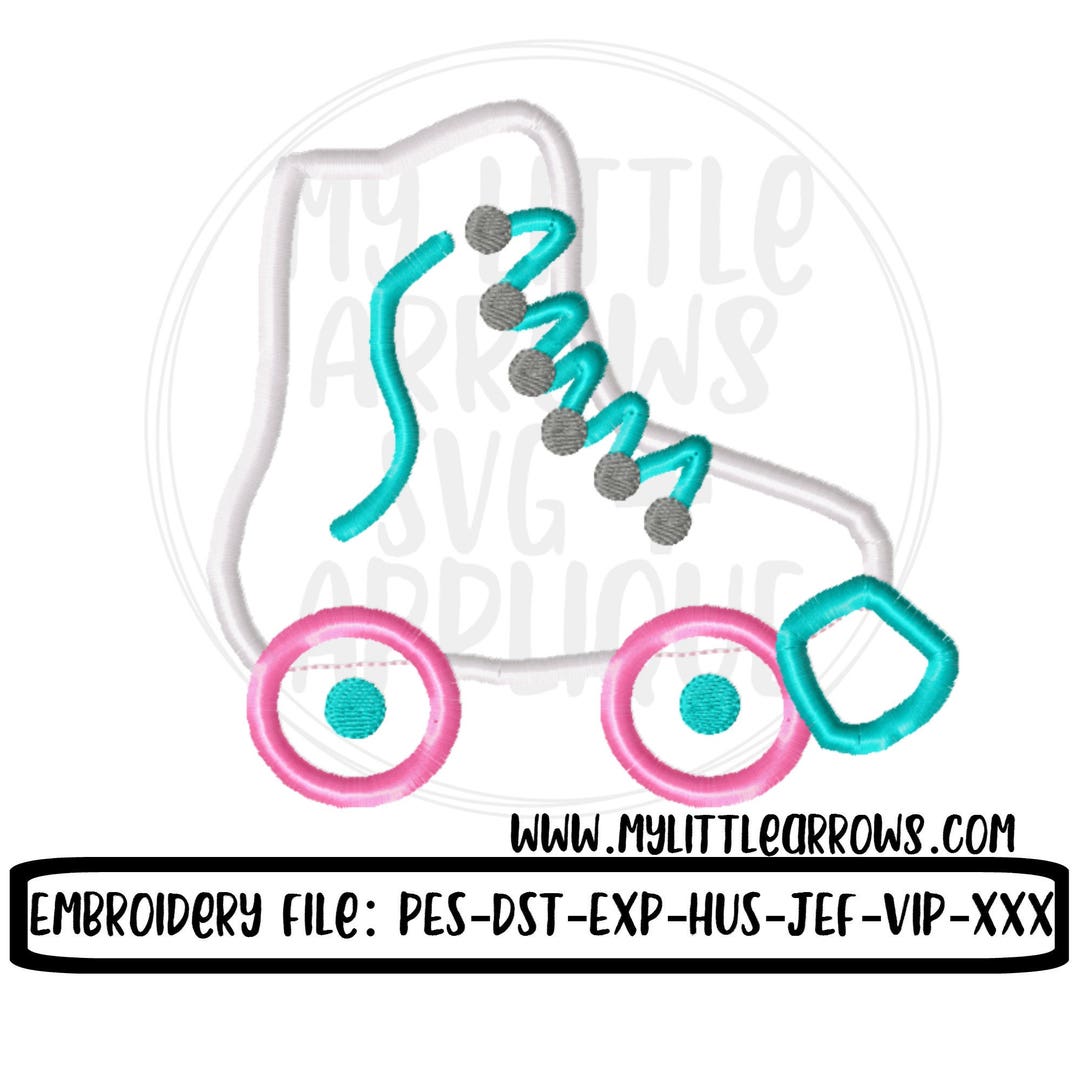 Roller Skate Applique Embroidery Design 4x4 5x7 6x10 Rollerblade