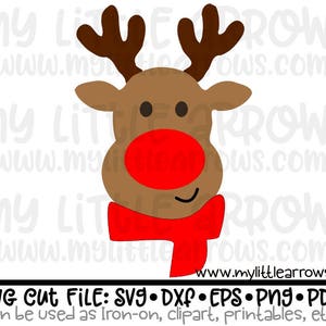 Rentier mit Schal SVG, DXF, EPS, png Dateien für Schneidemaschinen Kamee oder Cricut - süße Rentier svg - Rentier Junge svg - Weihnachten Junge svg