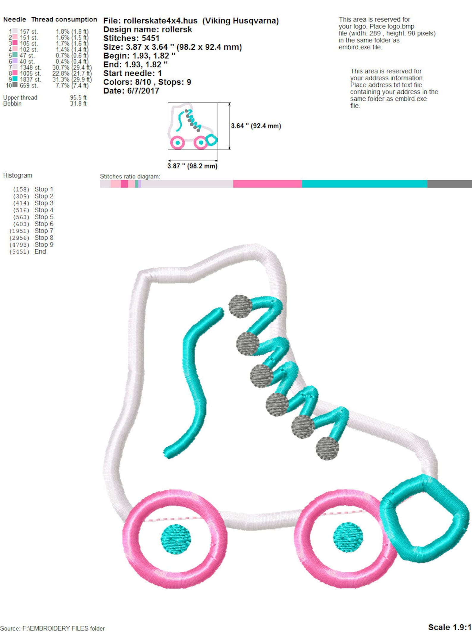 Roller Skate Applique Embroidery Design 4x4 5x7 6x10 Etsy