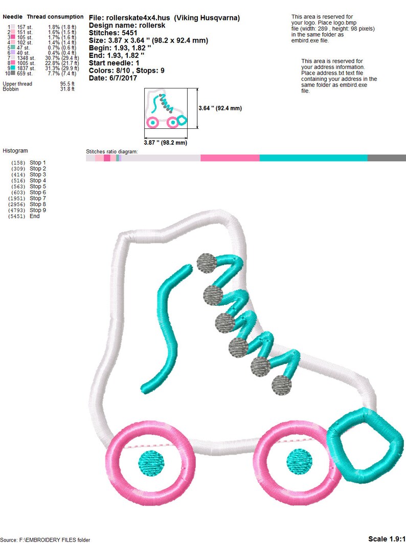 Roller Skate Applique Embroidery Design 4x4 5x7 6x10 Etsy
