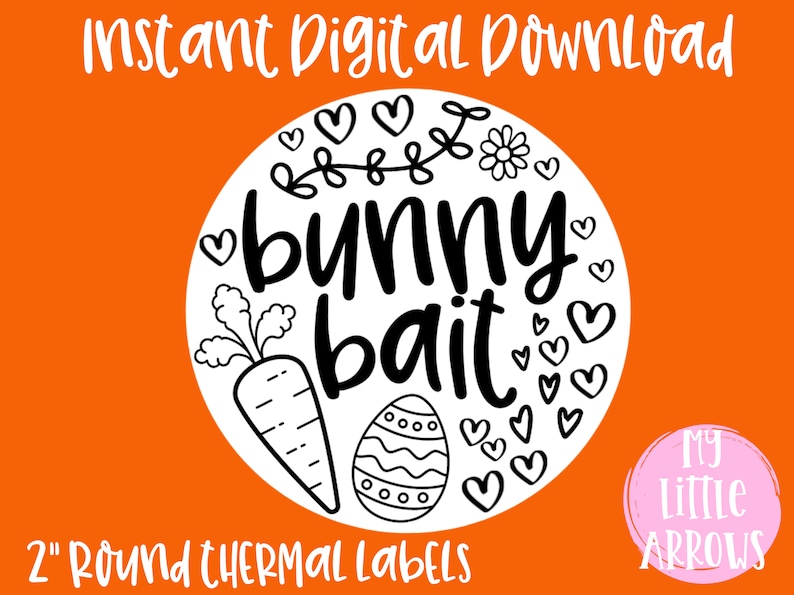 Bunny bait sticker template round thermal printer munbyn etsy