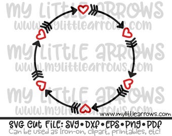 Heart circle arrow frame SVG, DXF, EPS, png Files for Cutting Machines Cameo or Cricut - valentine monogram svg - cute heart monogram svg
