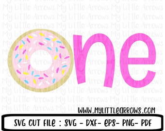 One donut birthday SVG, DXF, EPS, png Files for Cutting Machines Cameo or Cricut - Donut svg - donut party - one svg - first birthday svg