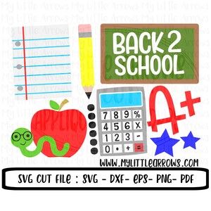 Back to school svg - school SVG, Dxf, Eps, png - Cut files - Cameo - Cricut - school supplies clipart - school supplies svg