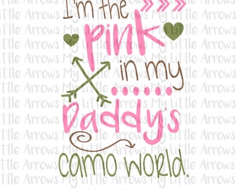 Pink in daddy's camo world SVG, DXF, EPS, png Files for Cutting Machines Cameo or Cricut // hunting svg // fathers day svg // baby girl svg