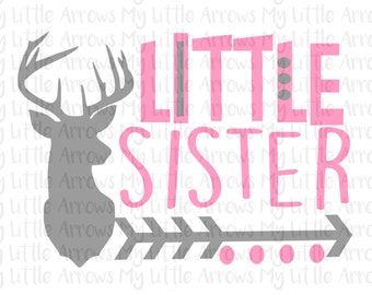 Deer head little sister silhouette SVG, DXF, EPS, png Files for Cutting Machines Cameo or Cricut - new big brother svg - deer svg cut file