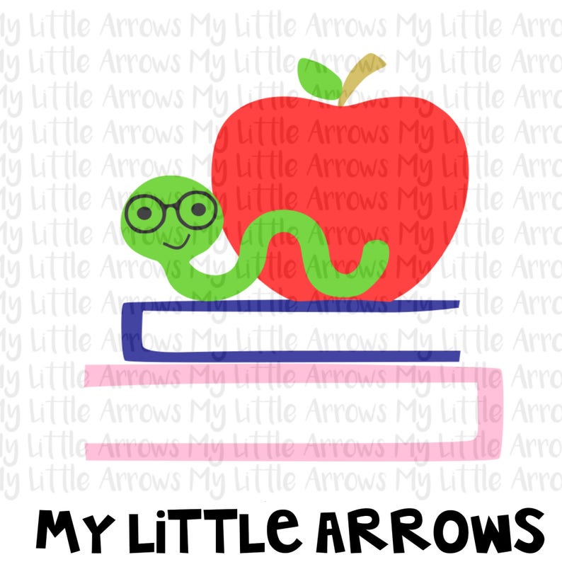 Bookworm svg apple svg school svg SVG DXF EPS png files first day of school svg teacher svg apple dxf books svg image 1