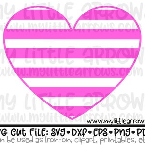 Striped Heart Svg Valentine Svg Personalized Valentine - Etsy