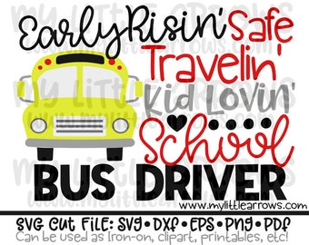Chauffeur de bus svg - bus scolaire svg - retour à l’école svg - silhouette dxf files - sublimation - cricut svg files - school bus driver gift svg
