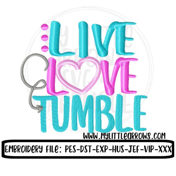 Download Live love tumble applique embroidery design 4x4 5x7 6x10 ...