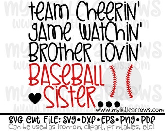 Baseball Sister svg - Baseball sister iron on - baseball sister dxf - baseball svg - baseball sibling svg - baseball sister eps