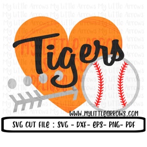 Tigers baseball svg SVG, DXF, EPS, png Files for Cutting Machines Cameo or Cricut baseball clip art cute baseball svg baseball svg image 2