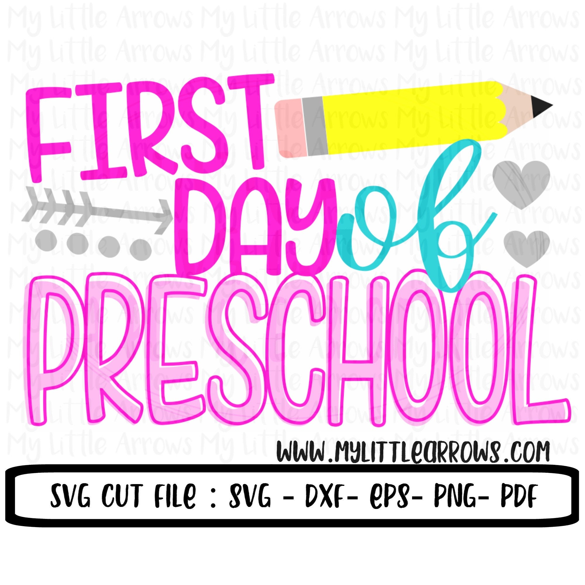 First Day of Preschool Svg Dxf Eps Png Files for Cutting Etsy