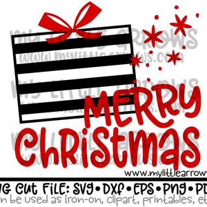 Schwarz weiß Streifen Weihnachtsgeschenk svg | Weihnachtsgeschenk svg | Weihnachtssvg | Weihnachten dxf | Weihnachtsbügeln auf | Weihnachtliche Clipart