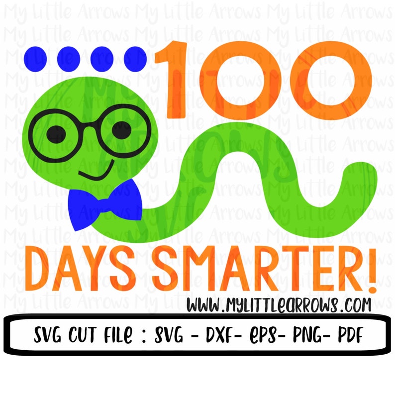 Bookworm svg 100 days of school svg school svg SVG DXF EPS png files 100 days of school diy 100 days of school shirt image 1