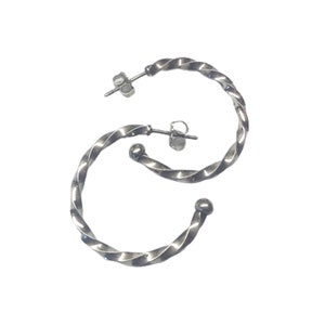 Braided Hoops, Argentium Sterling, Handmade Hoop Earrings