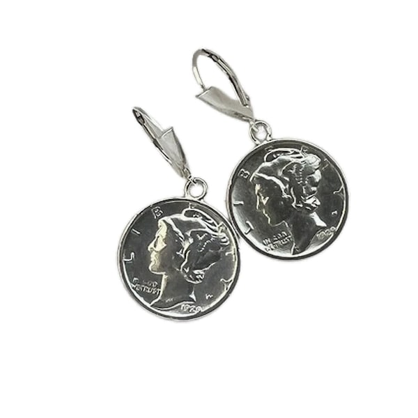 Vintage Mercury Dime Earrings/Sterling Silver/Various Years