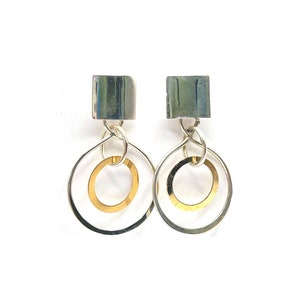Mixed Metal Earrings: 14k Gold & Sterling Silver Infinity Link image 2