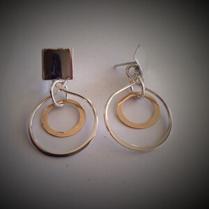 Mixed Metal Earrings: 14k Gold & Sterling Silver Infinity Link image 4