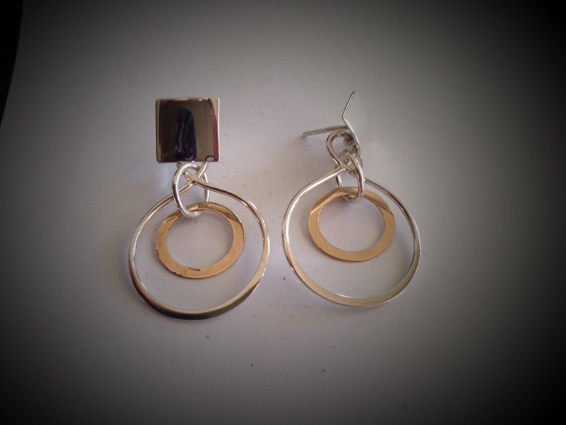 Mixed Metal Earrings: 14k Gold & Sterling Silver Infinity Link image 4