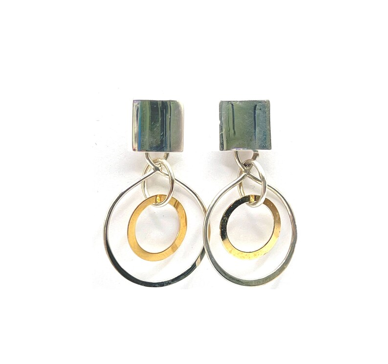 Mixed Metal Earrings: 14k Gold & Sterling Silver Infinity Link image 2