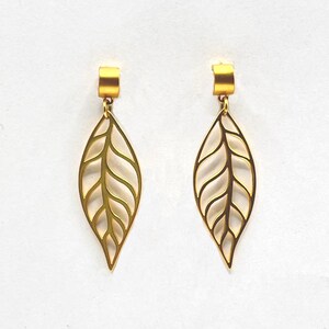 Leaf Earrings/24k Gold/Cuff Ear Posts