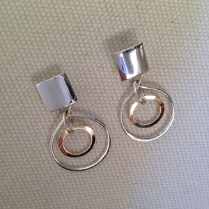 Mixed Metal Earrings: 14k Gold & Sterling Silver Infinity Link image 3
