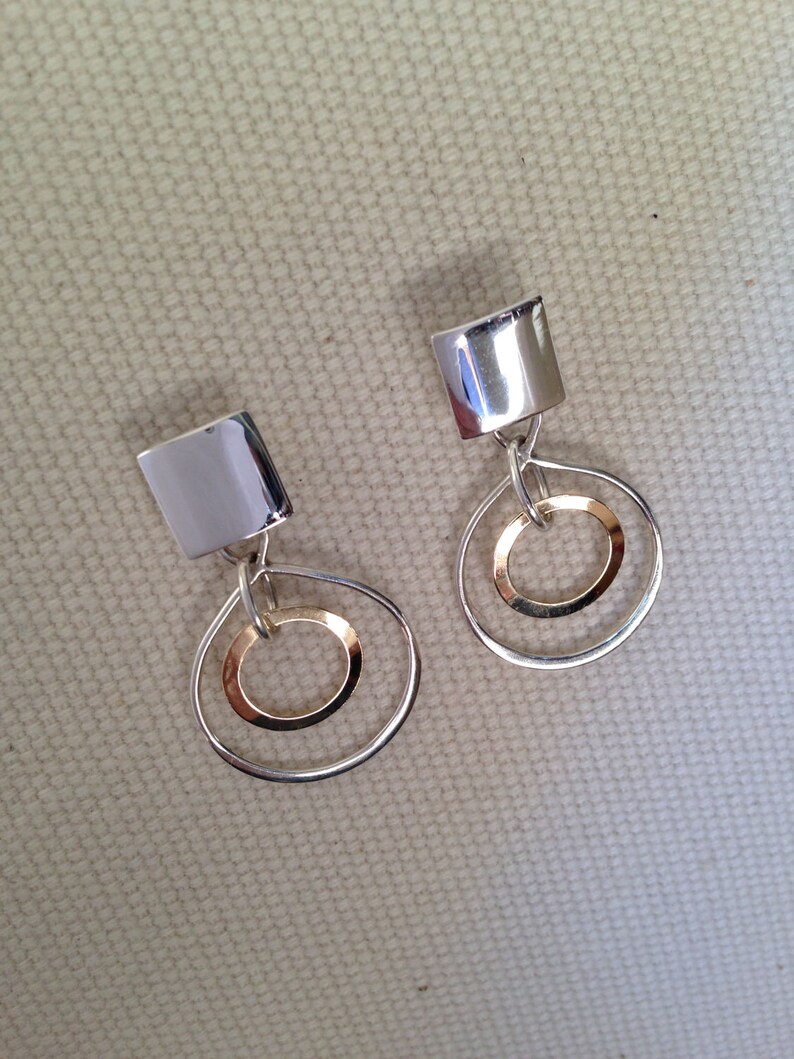 Mixed Metal Earrings: 14k Gold & Sterling Silver Infinity Link image 3